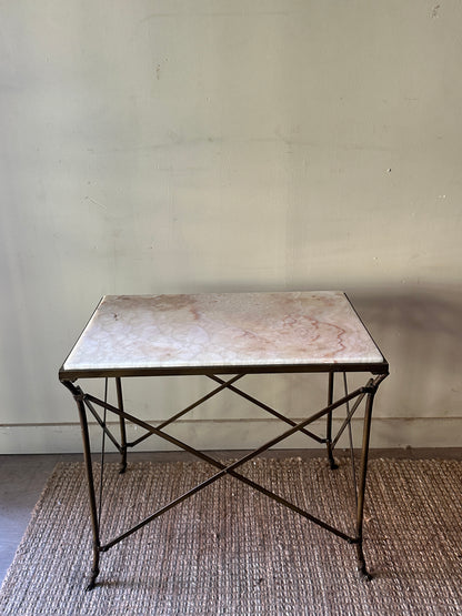 Onyx and wrought iron side table