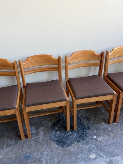Swedish pine upholstered dining chairs. Sold individually.