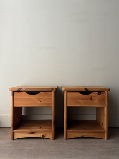 Swedish pine nightstands. Sold as a pair.