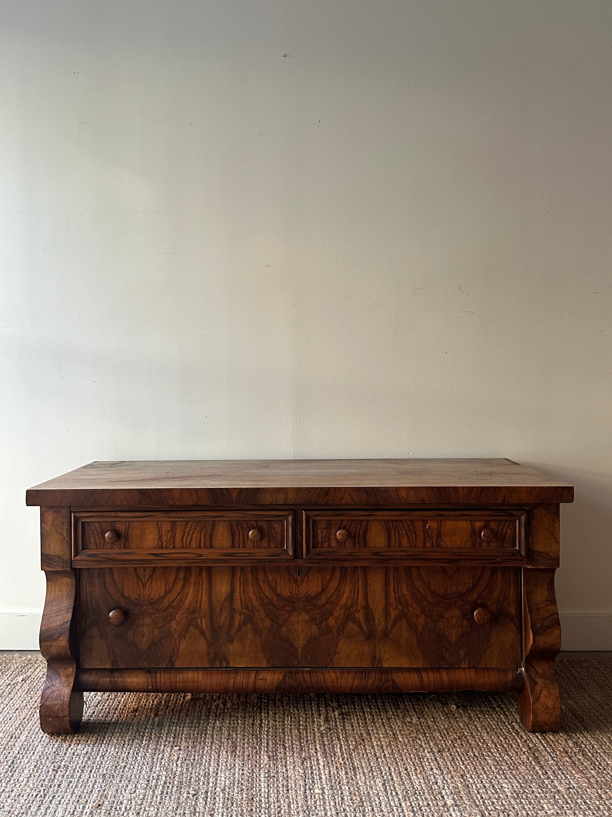 Olive wood burl low dresser – Good Behavior Olive wood burl low dresser – Good Behavior