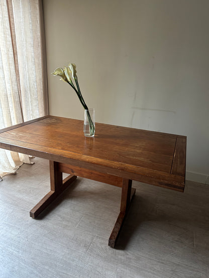 Oak trestle dining table