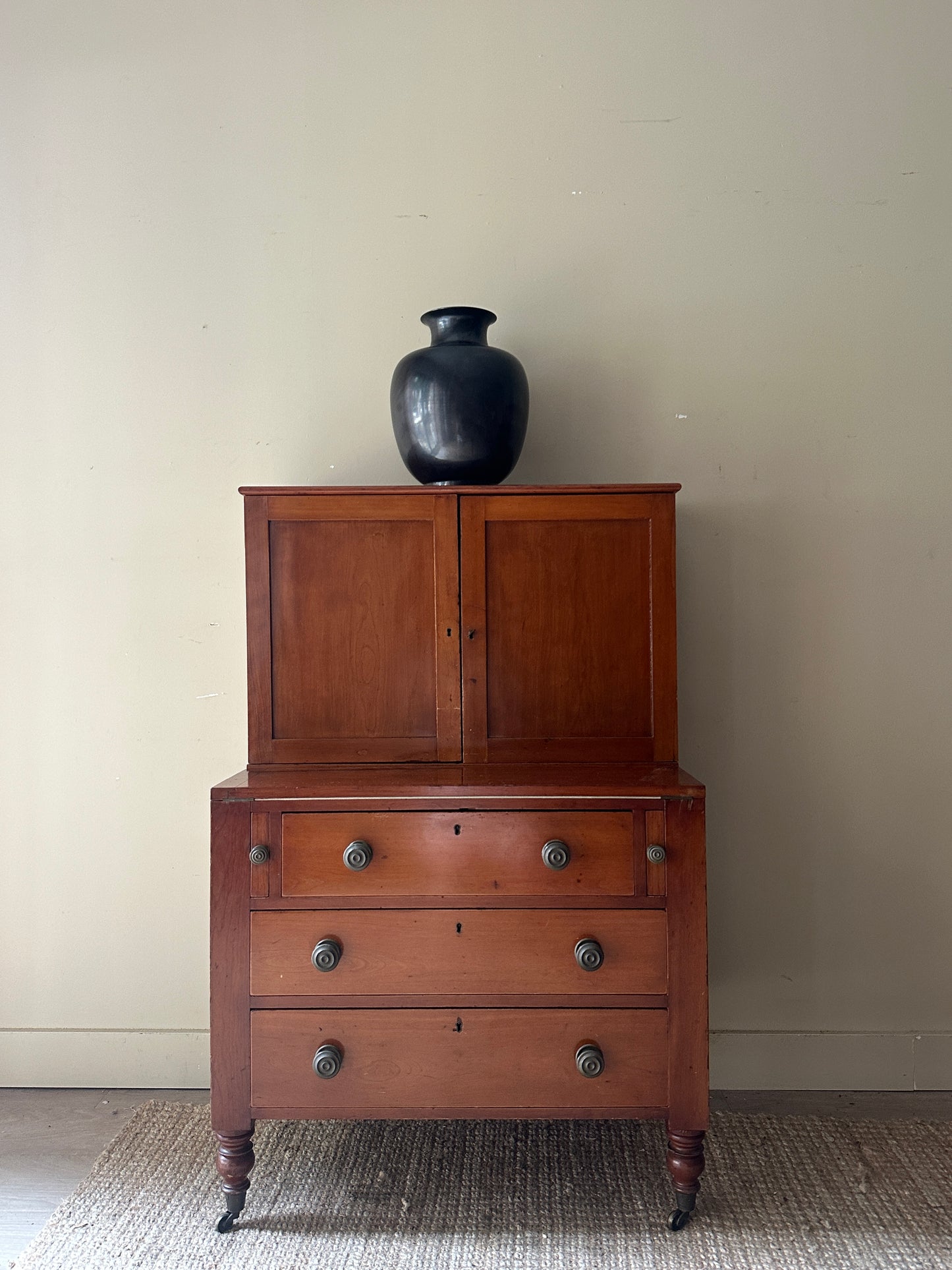 Pine secretary hutch