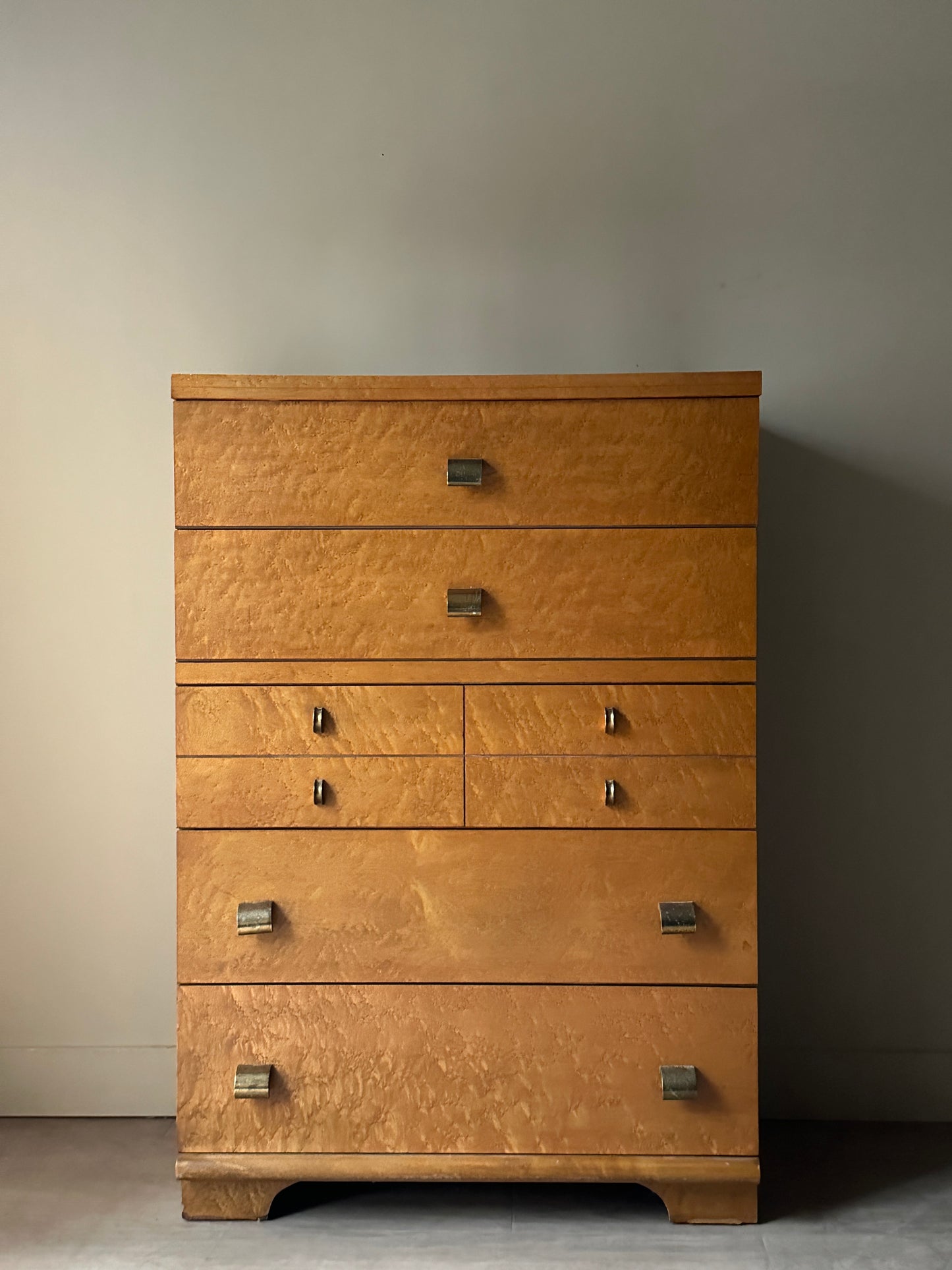 Birdseye maple tallboy dresser