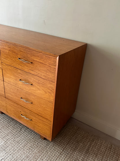 Walnut dresser with brass handles