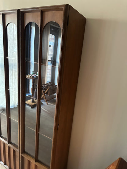 Walnut display cabinets. Sold individually.