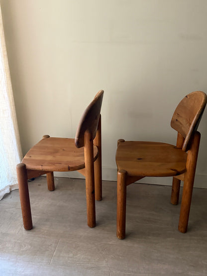Pair of Rainer Daumiller pine dining chairs