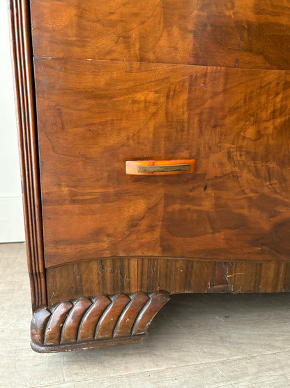 Deco walnut tallboy dresser