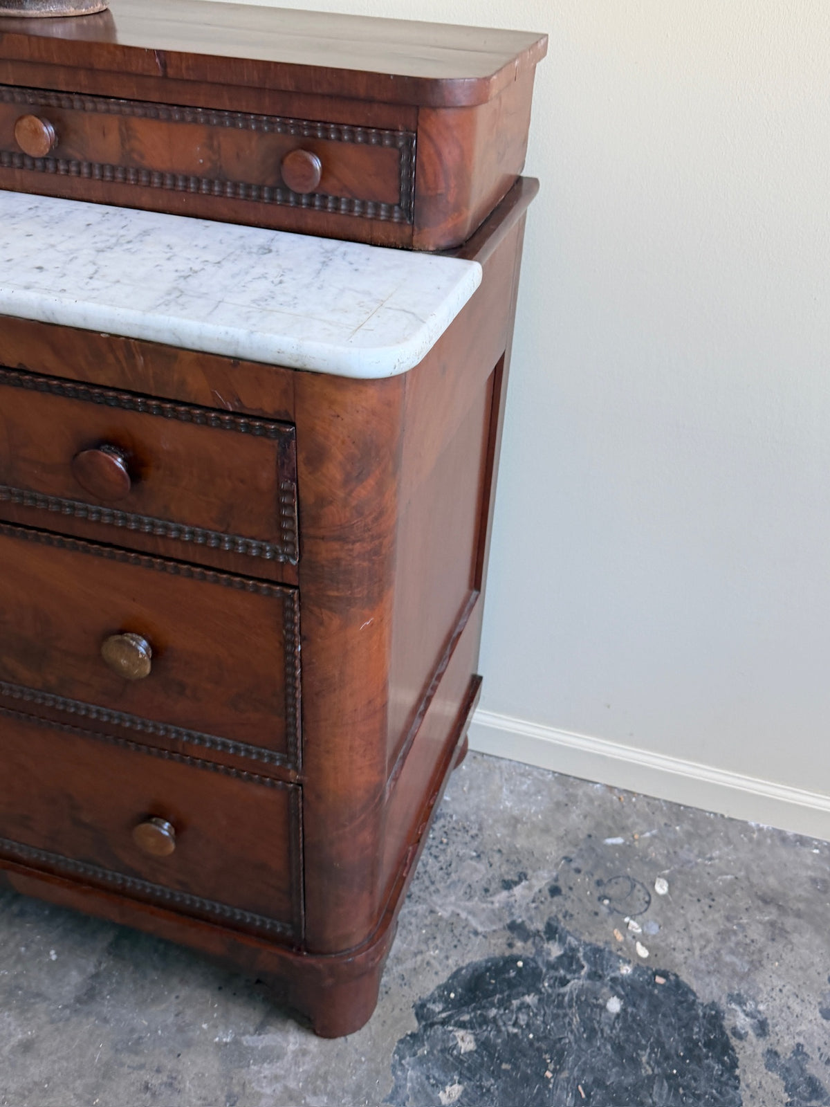 Empire marble top mahogany dresser