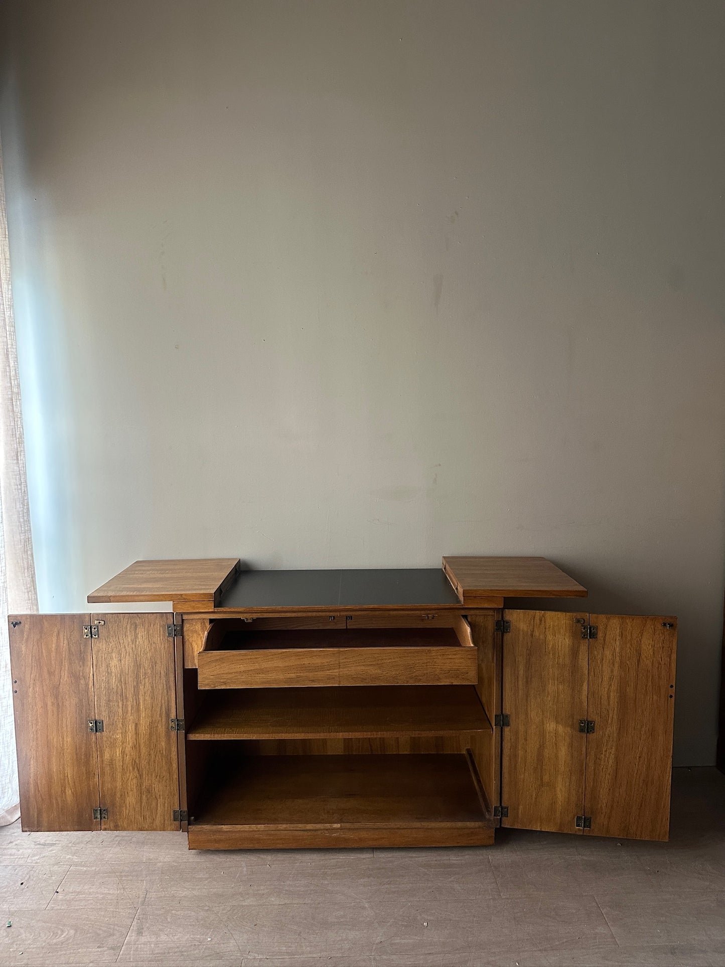 Oak and cane flip top bar