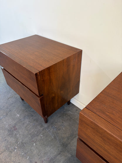 Pair of American of Martinsville MCM Walnut Nightstands