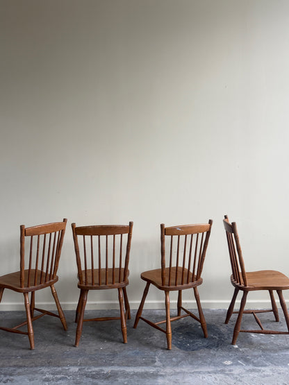 Maple dining chairs. Sold in pairs.