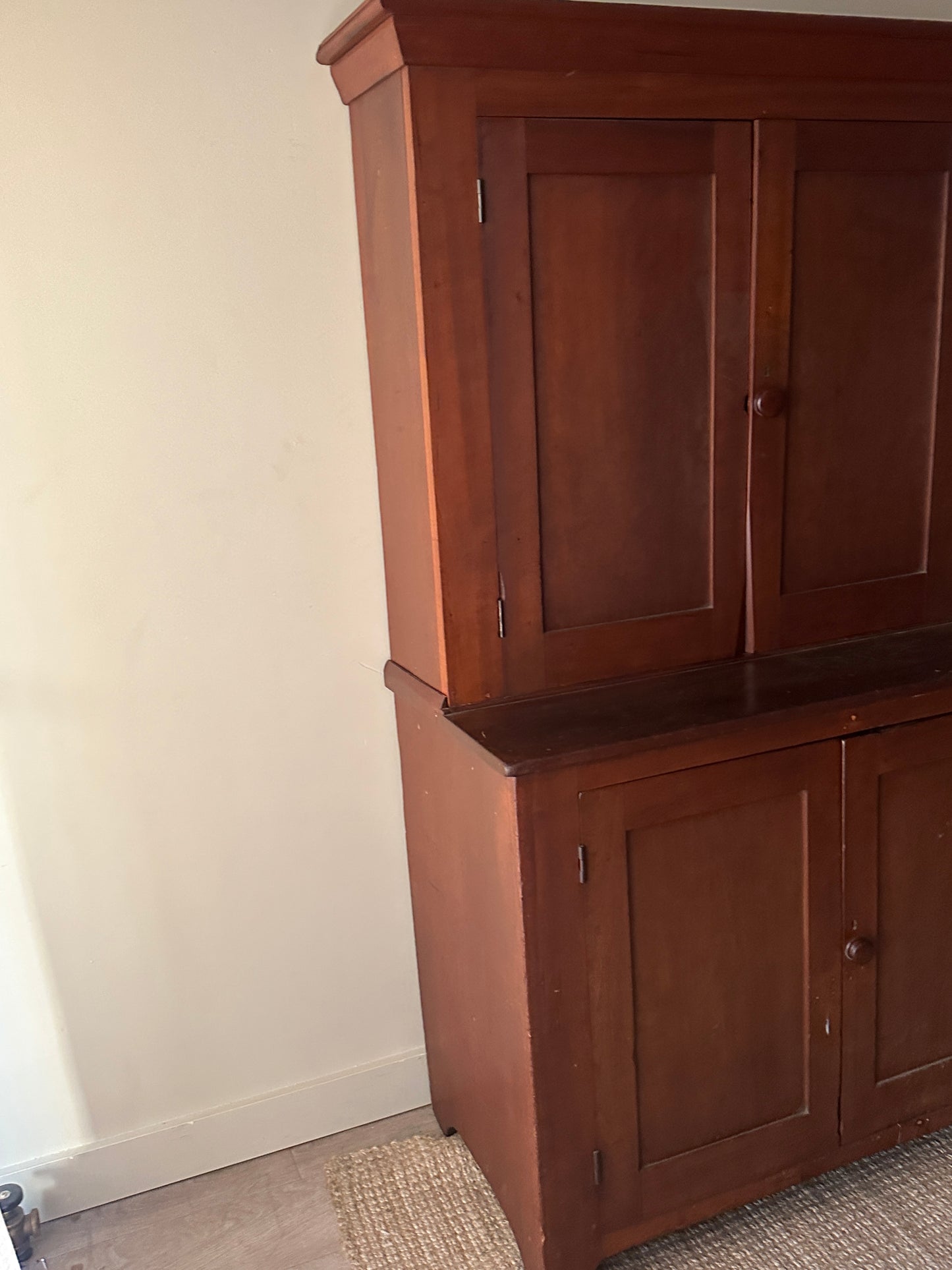 Dark pine two piece hutch