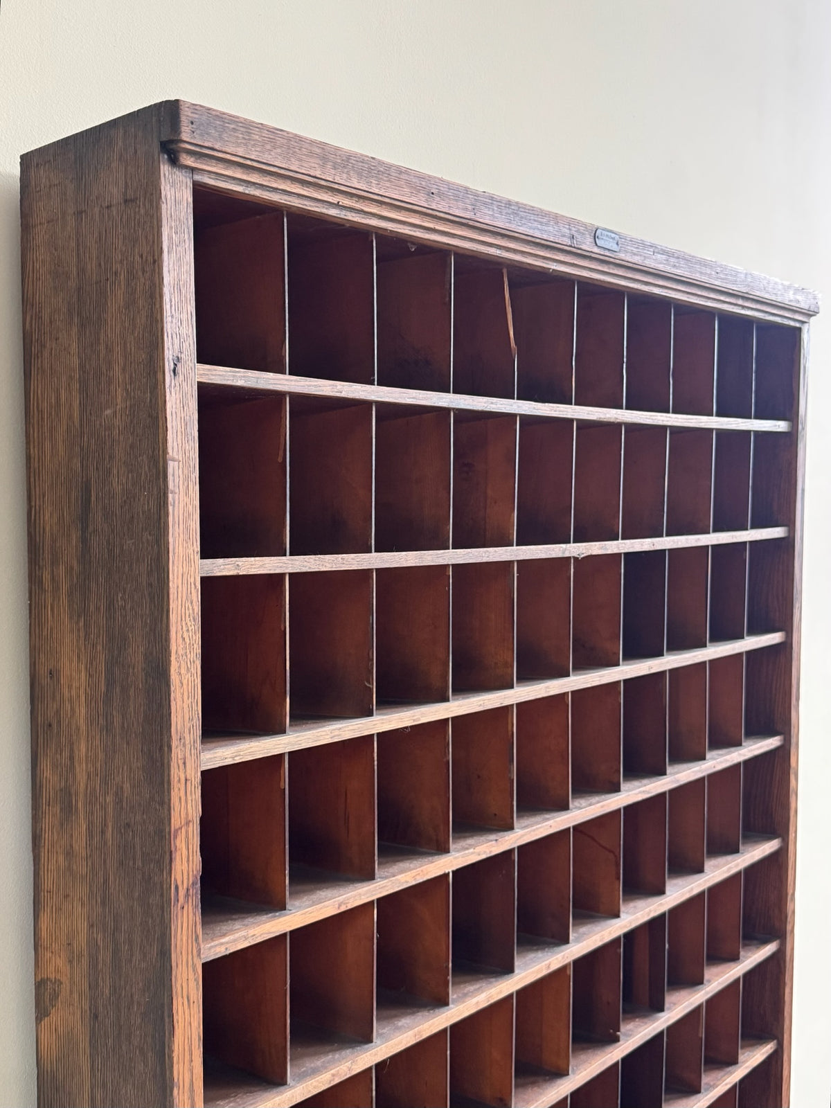 Golden oak post office cabinet