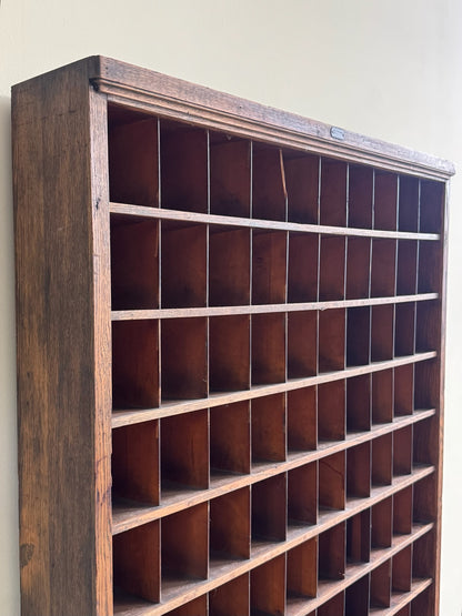 Golden oak post office cabinet