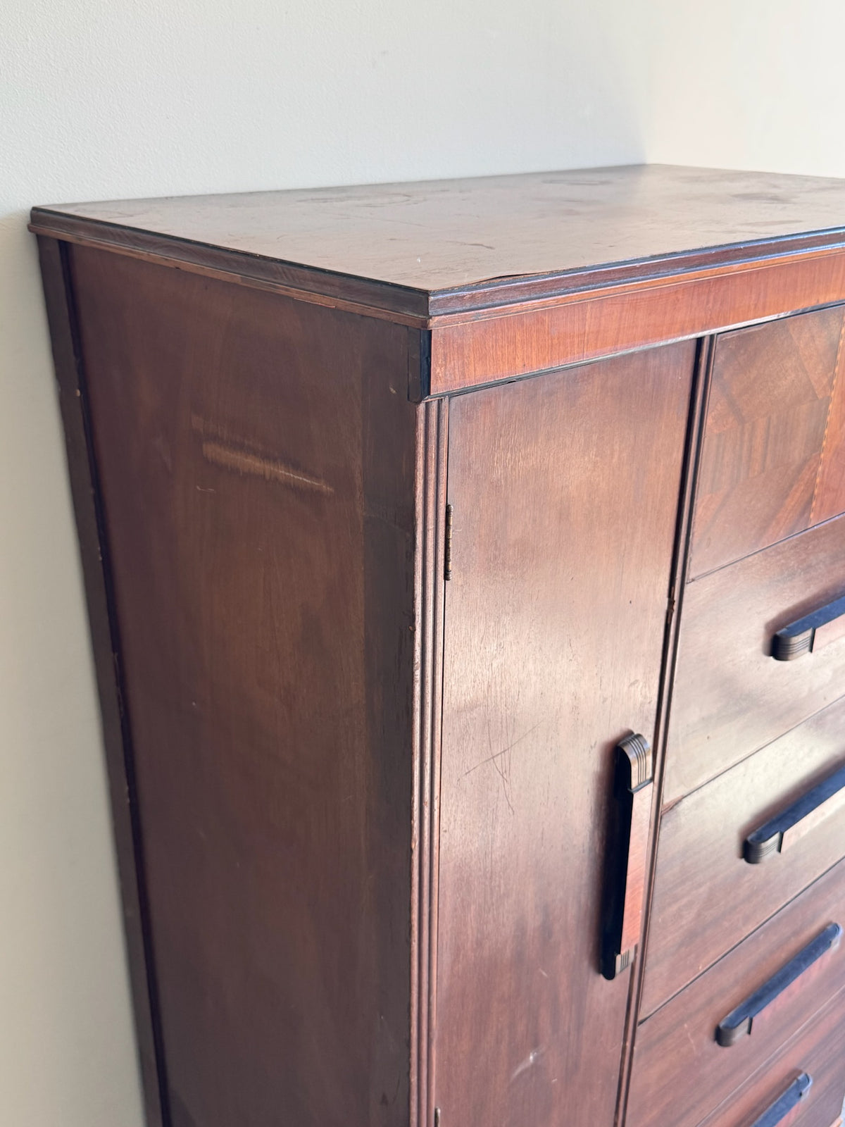 Deco walnut side-by-side dresser