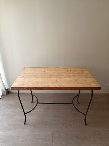 Butcher block & wrought iron table