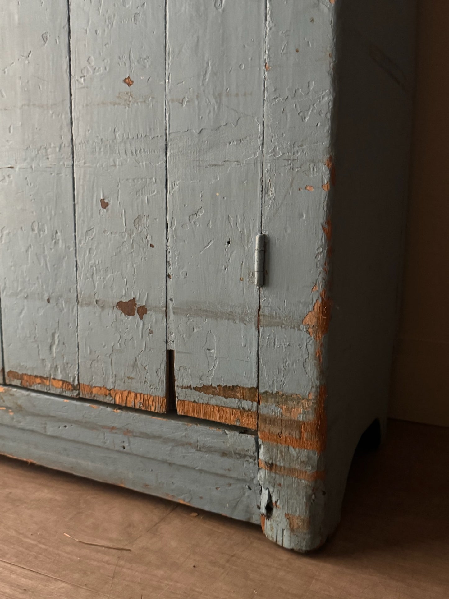 Blue painted pine cupboard