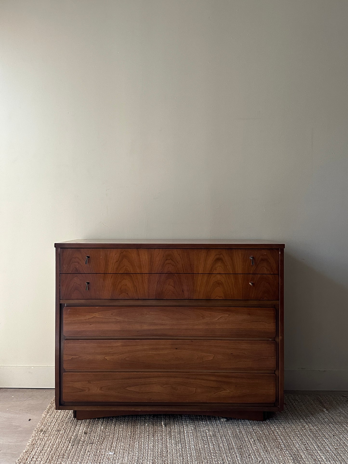 Walnut dresser with brass pulls