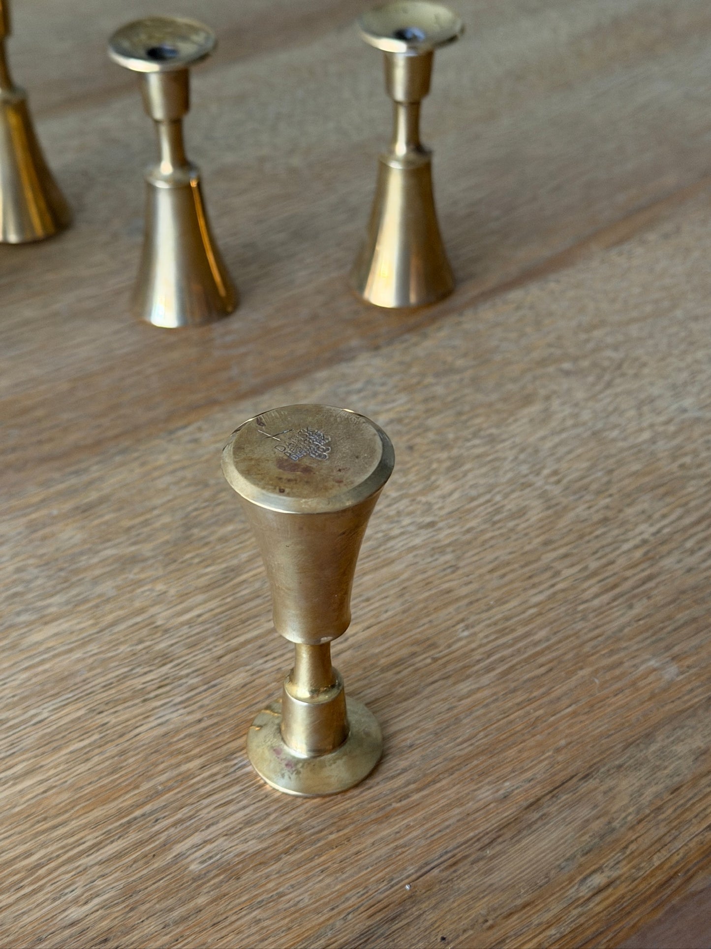 Jens Quistgaard for Dansk brass candleholders. Sold in pairs.