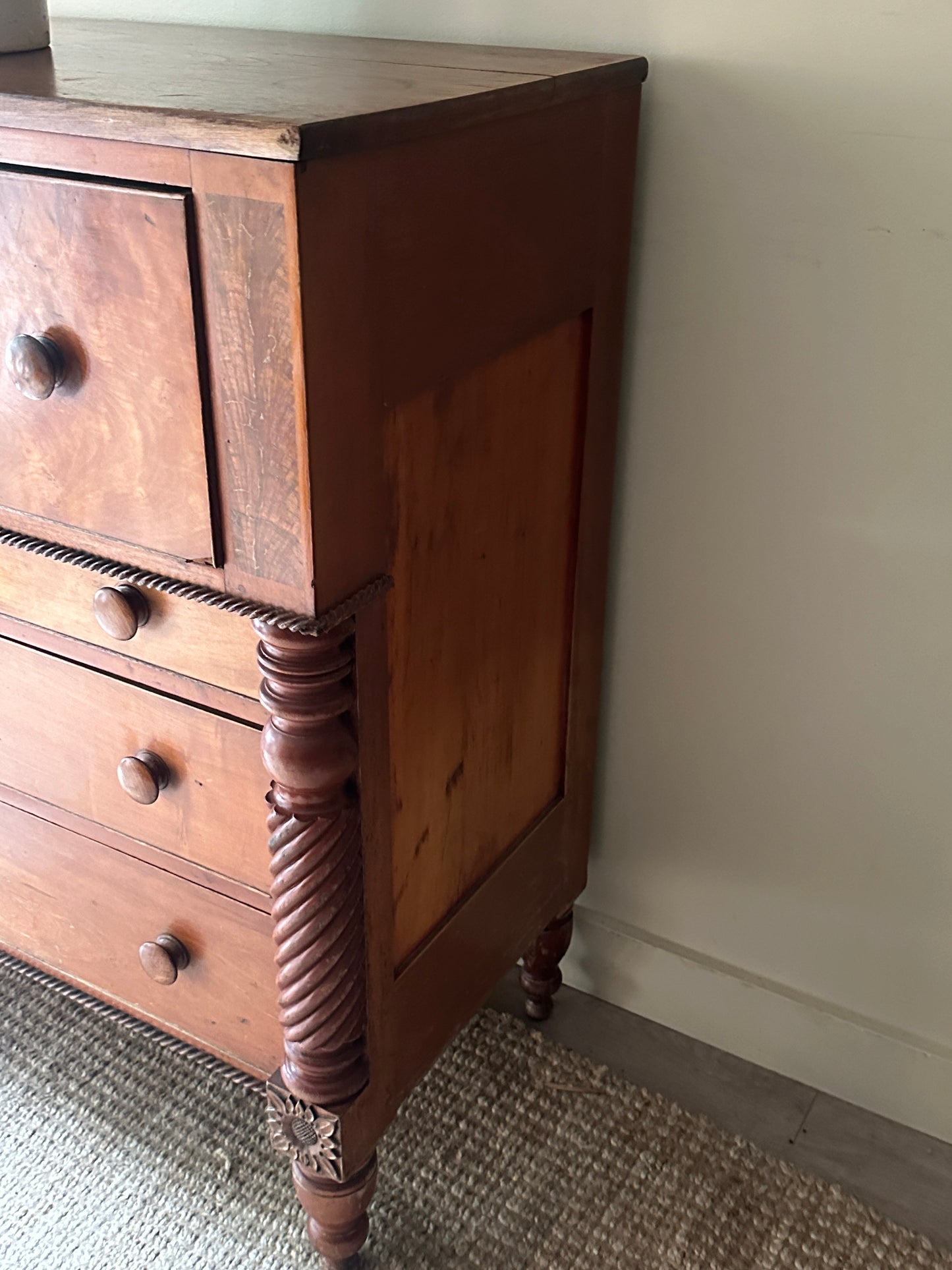 Mixed wood secretary dresser