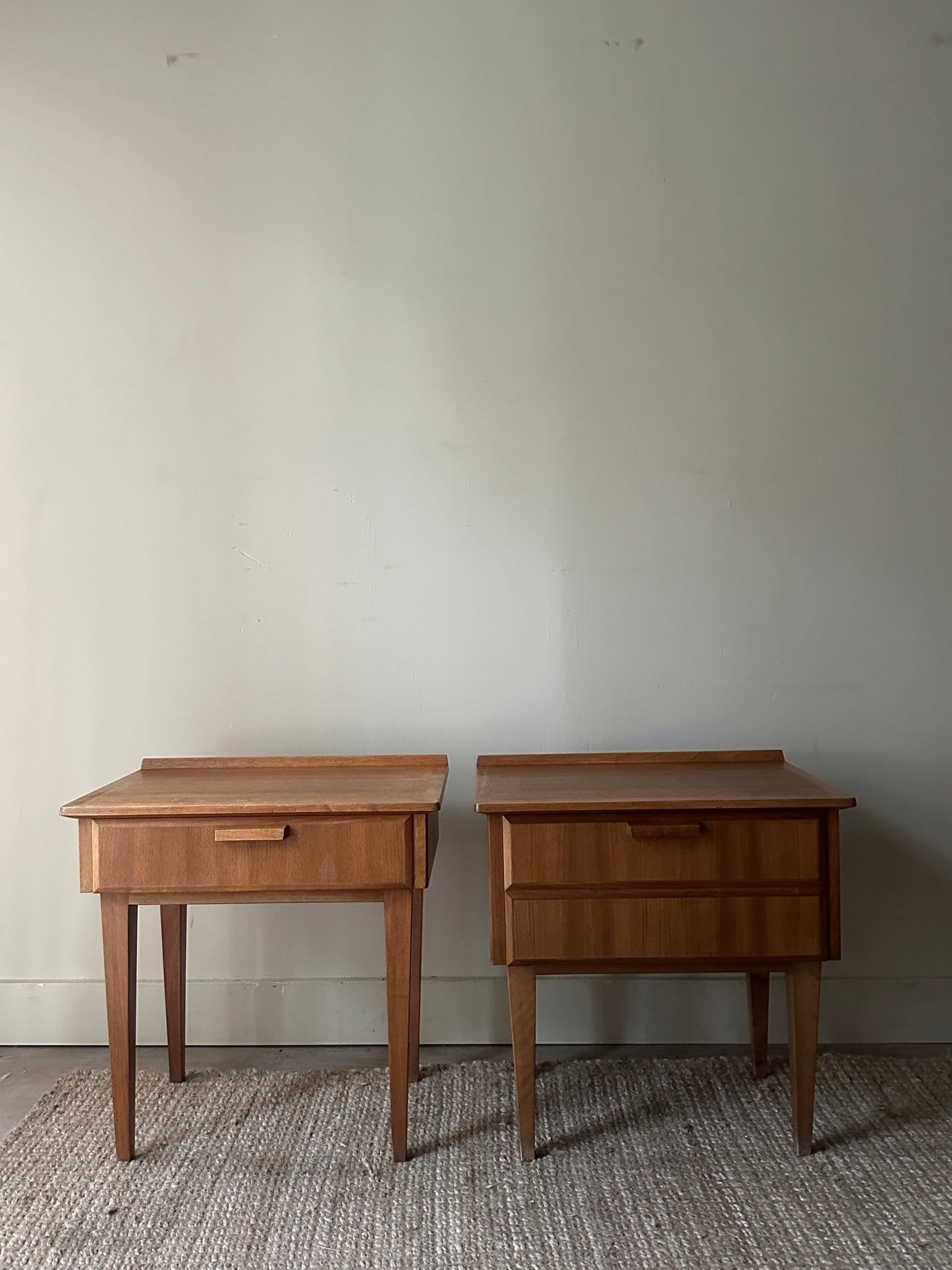 Danish walnut bedside table (left).