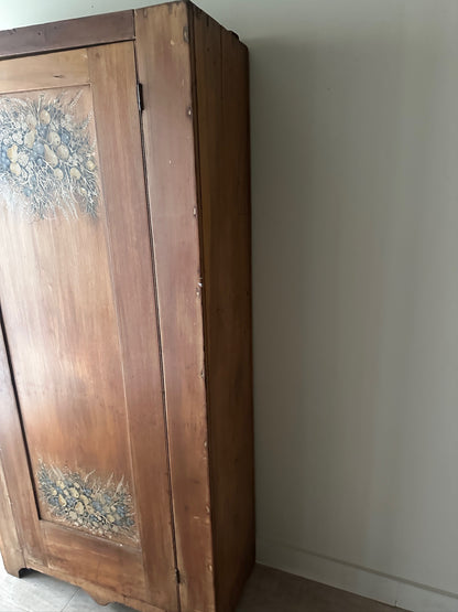 Pennsylvania Federal Pine Cupboard with Later Floral Motifs