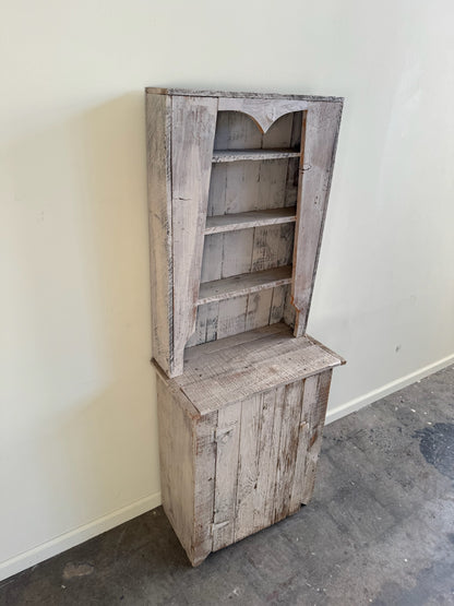 White painted pine stepback cupboard