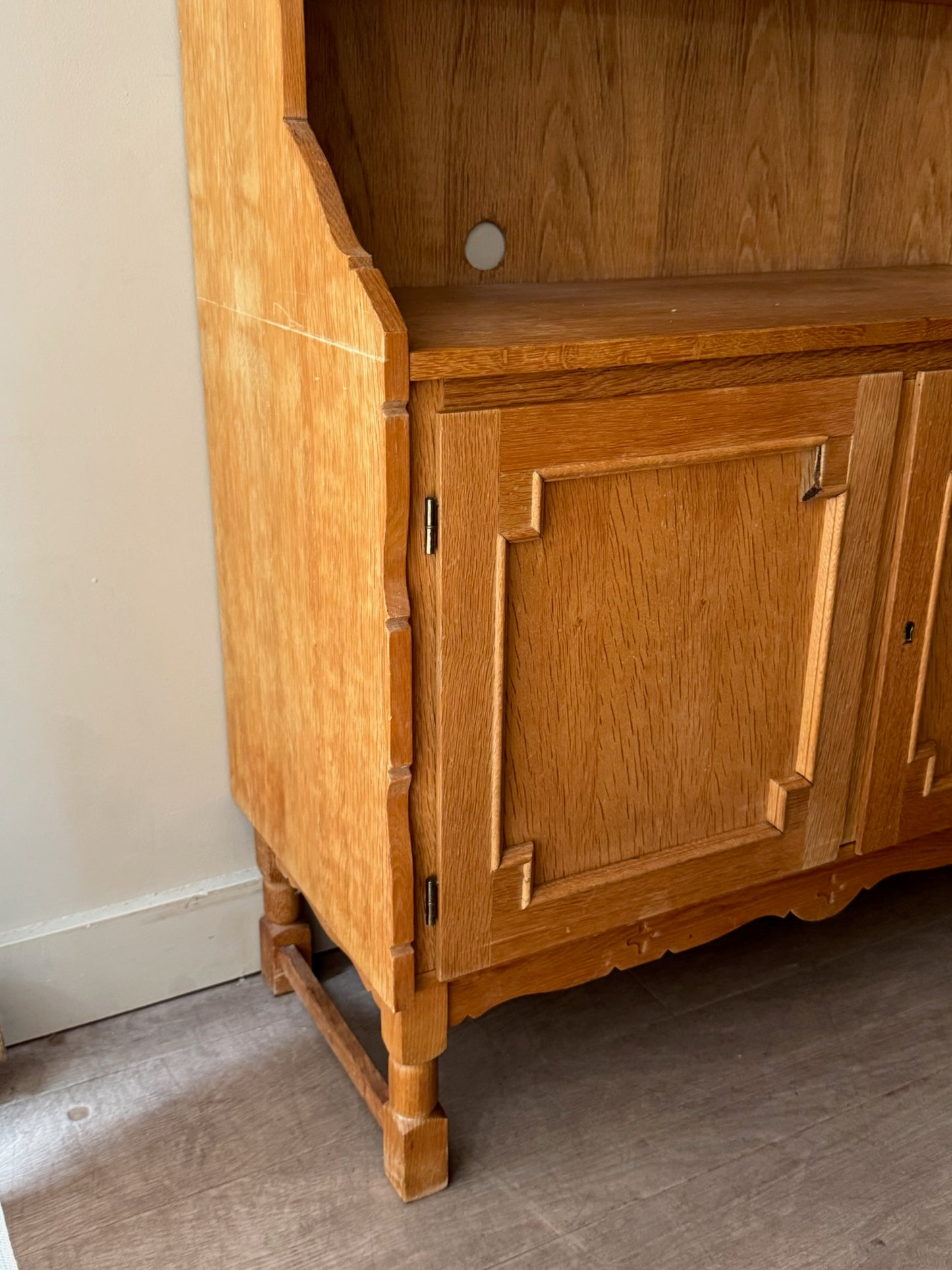 Danish oak bookcase cabinet
