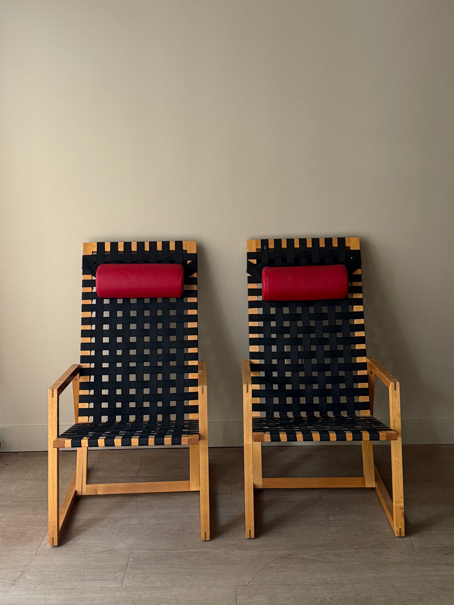 Jan Erik Karlsson for Dozzen birch lounge chairs. Sold individually.