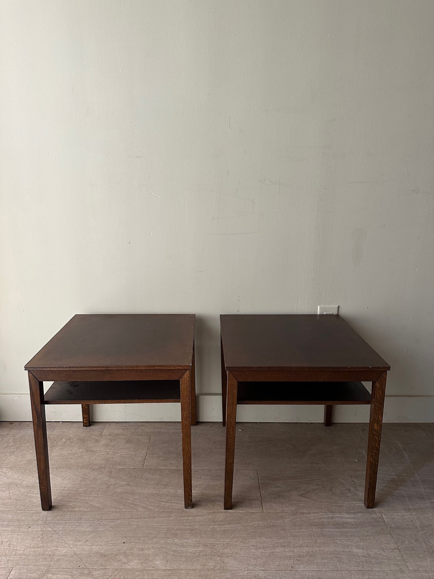 2 oak side tables. Sold individually.
