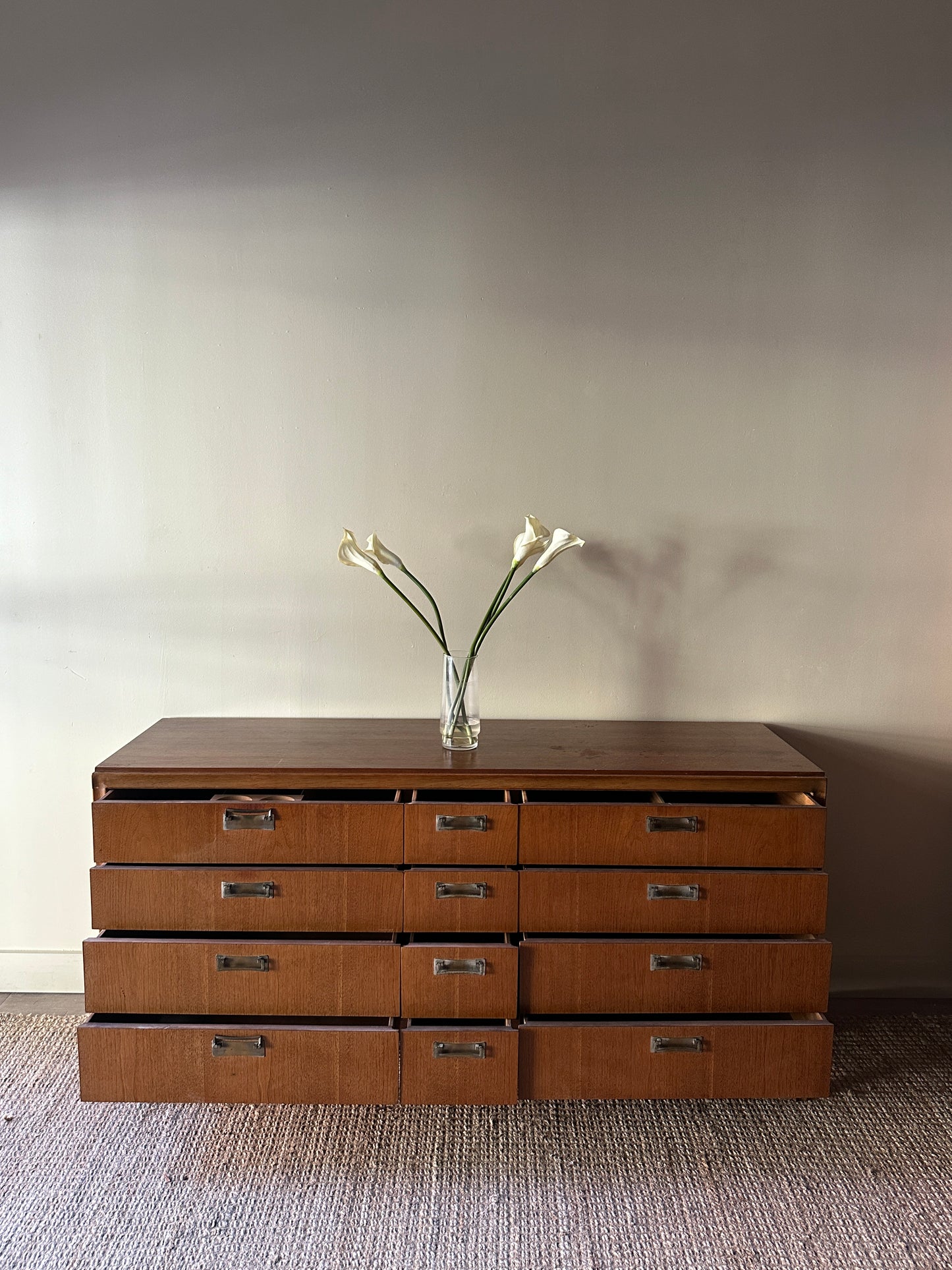 Walnut nine drawer dresser