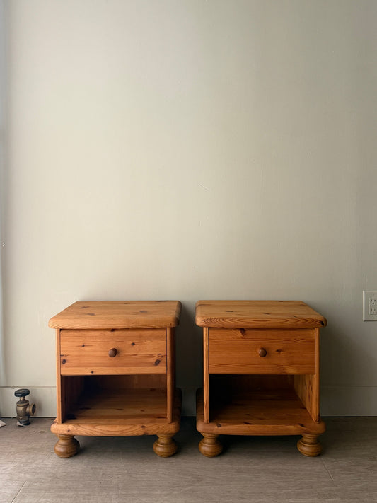 Pair of Scandinavian pine nightstands