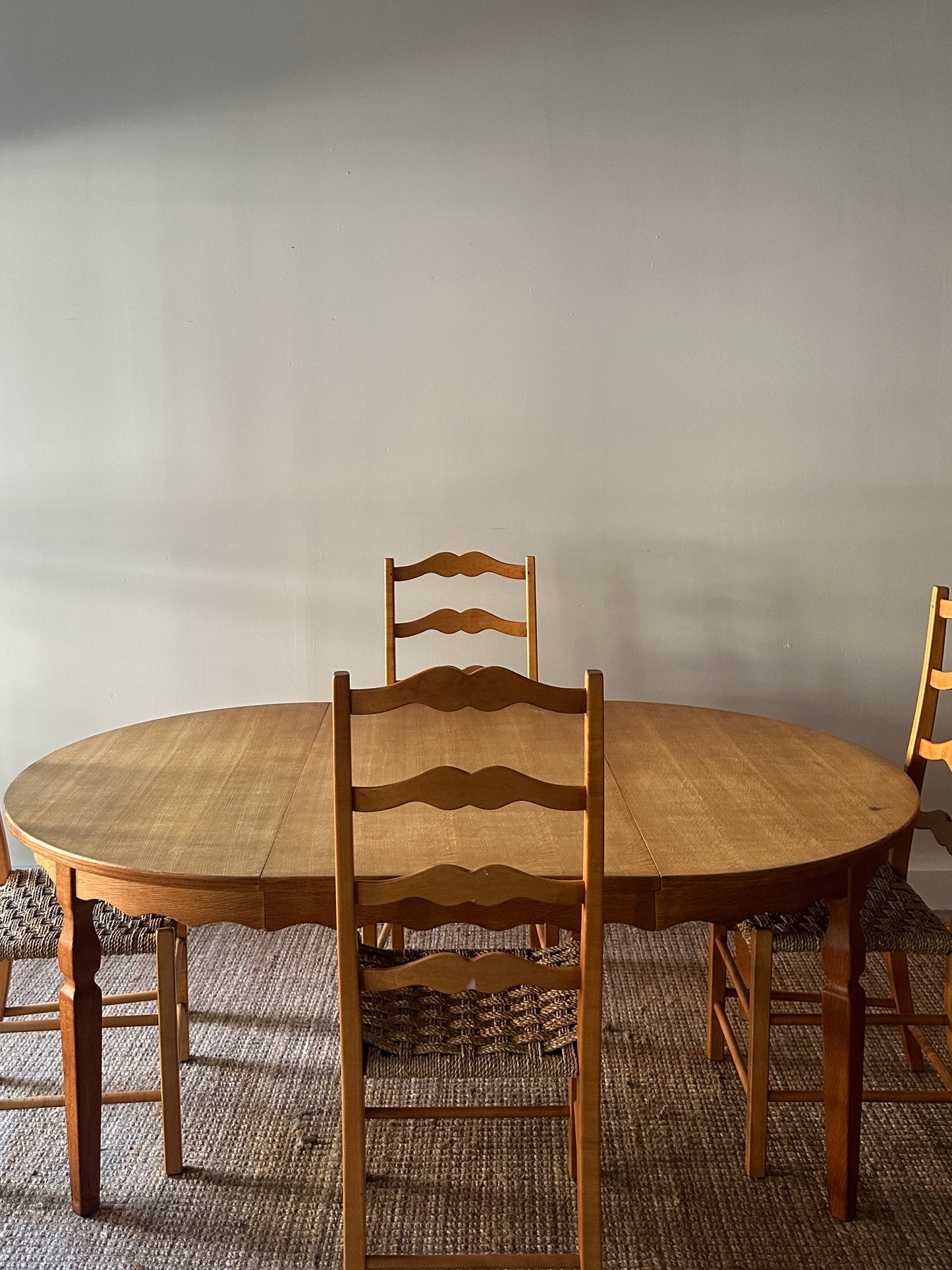 White oak dining table with leaf