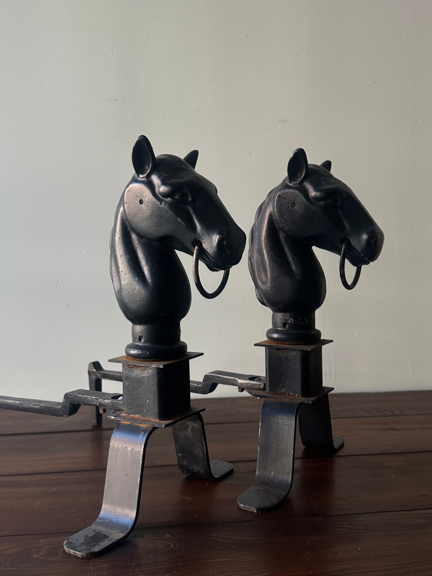 Horse head andirons