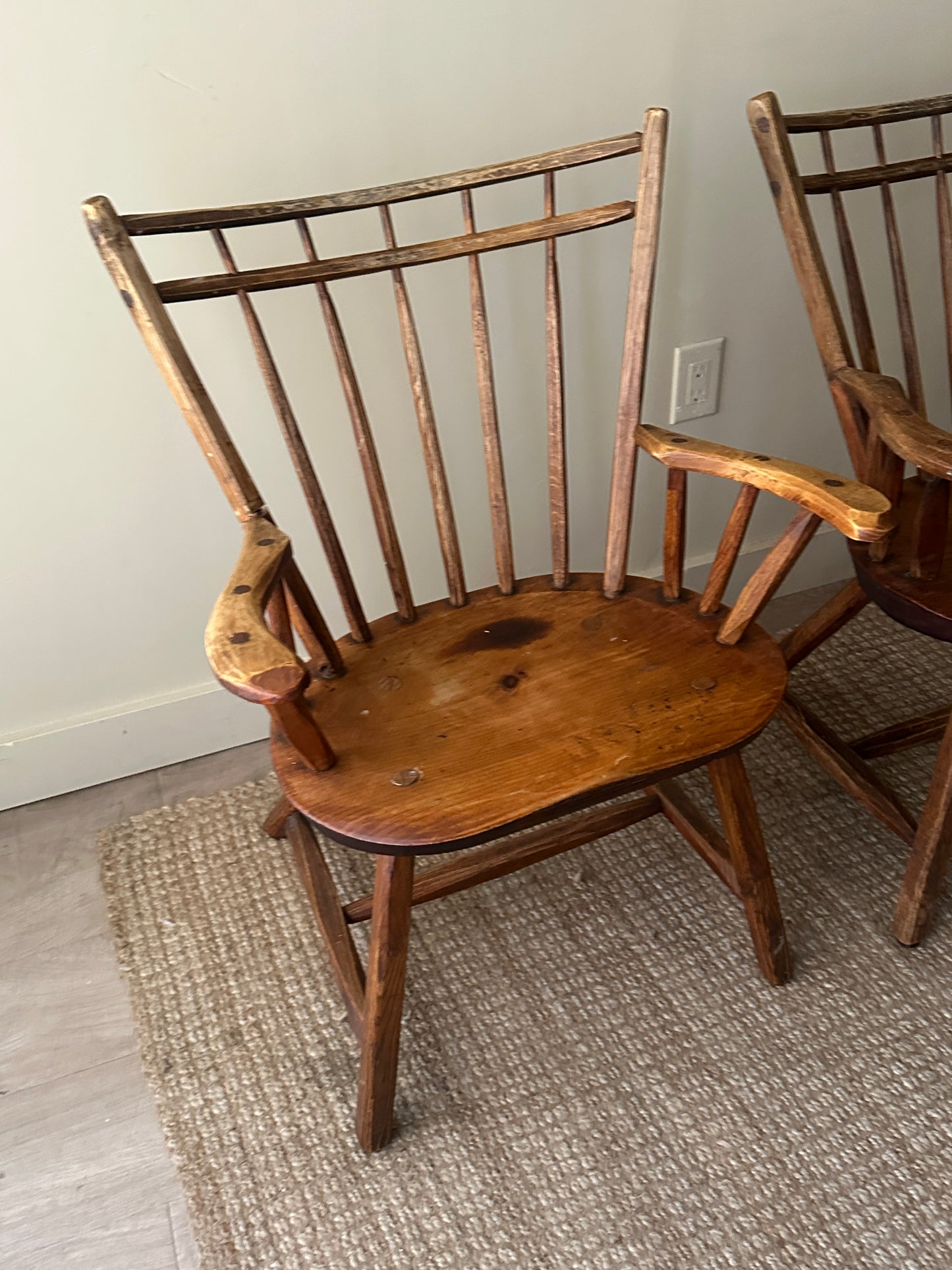 Pine armchairs. Sold individually.