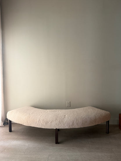 Danish lambswool & beech curved bench