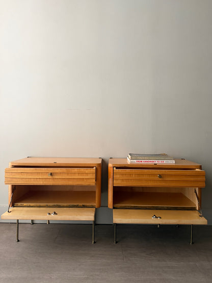 Figured maple nightstands. Sold as a pair.