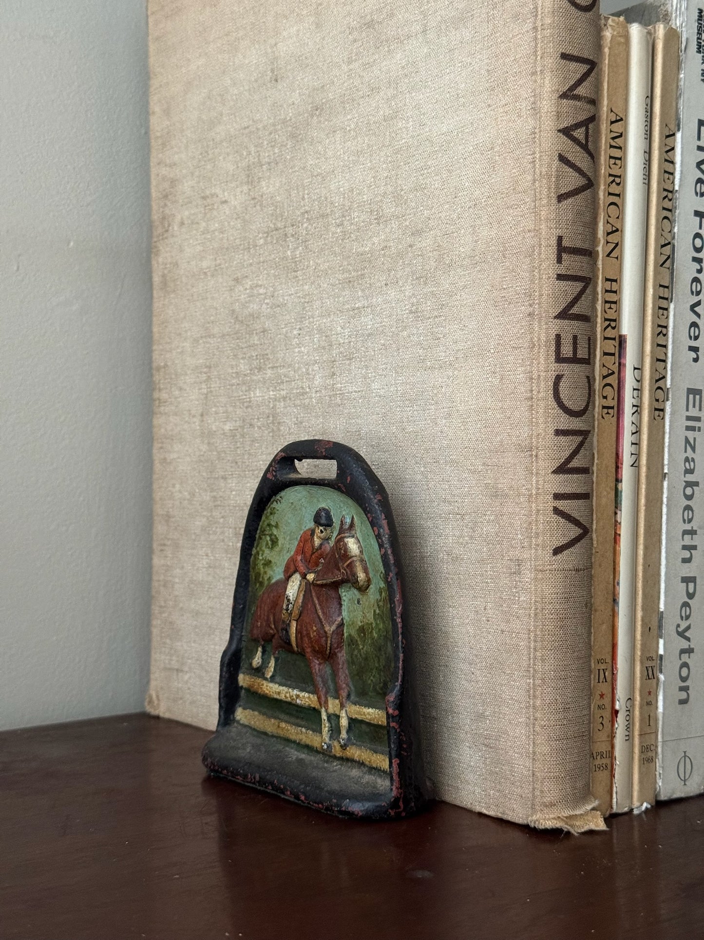 Cast iron equestrian stirrup bookends