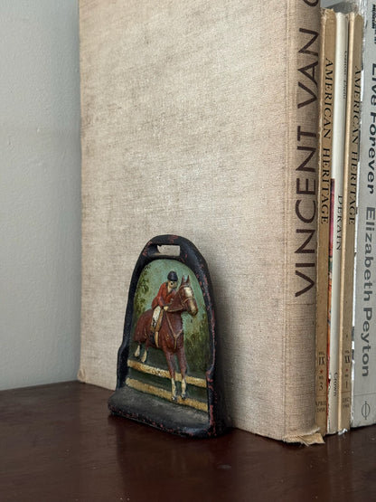Cast iron equestrian stirrup bookends