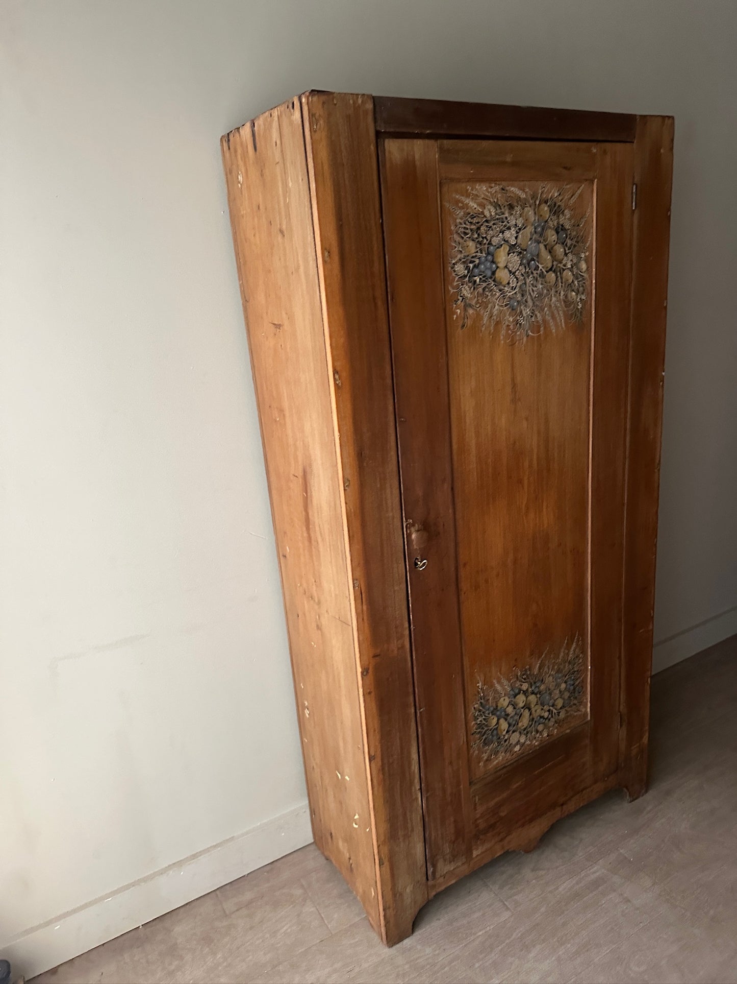 Pennsylvania Federal Pine Cupboard with Later Floral Motifs