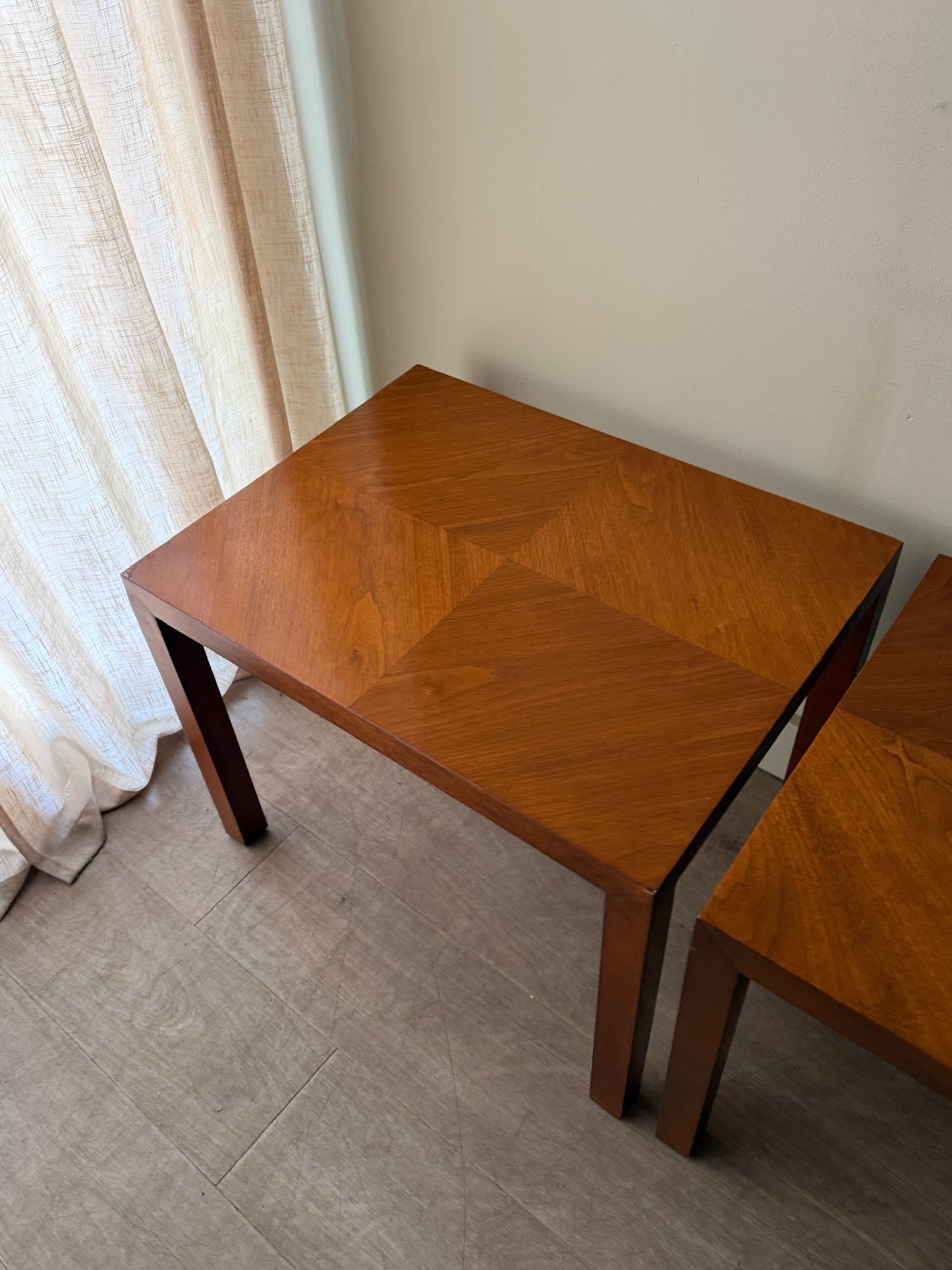 Lane walnut side tables. Sold individually.
