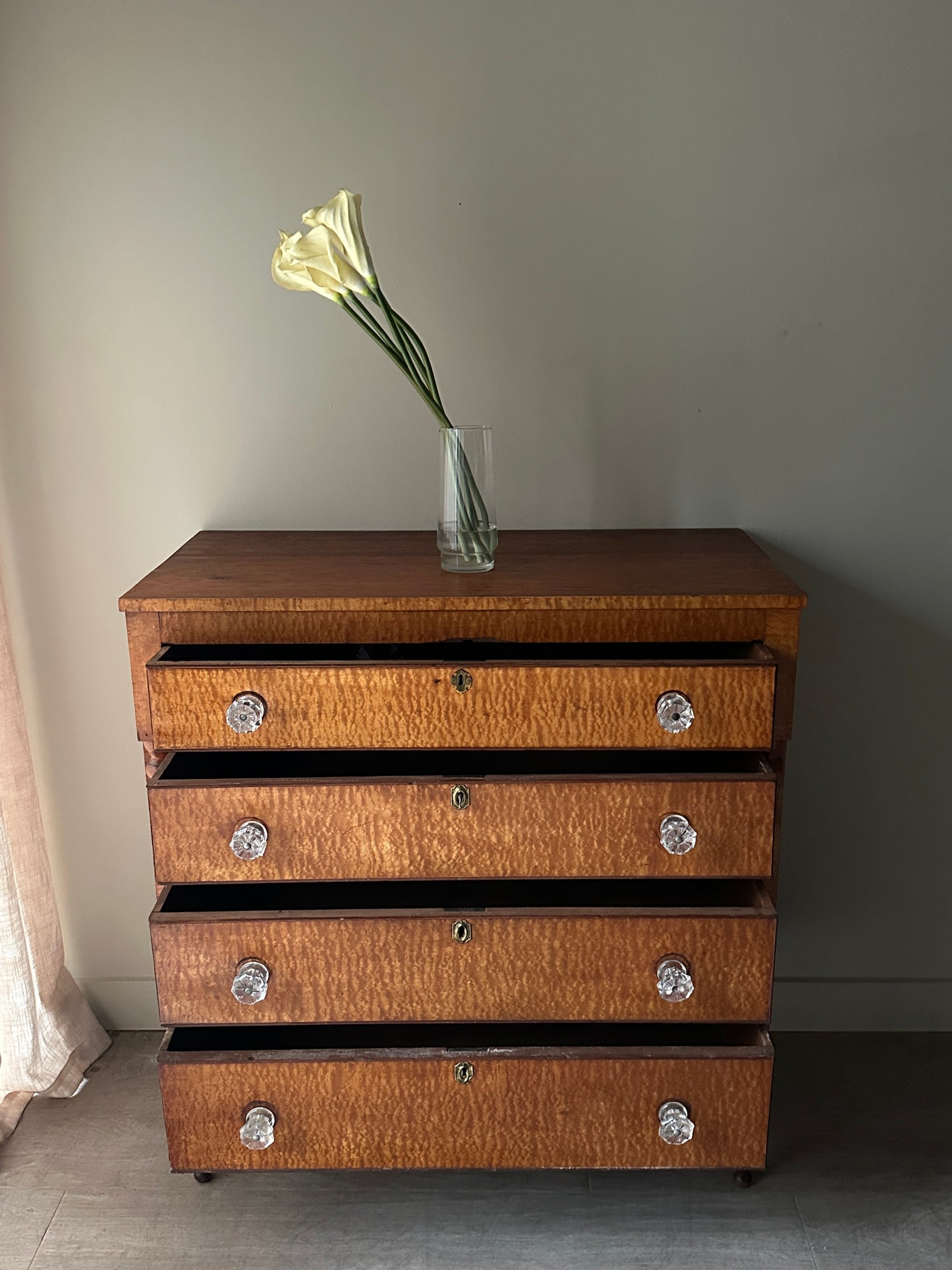 Birds Eye maple and cherry Sheraton dresser