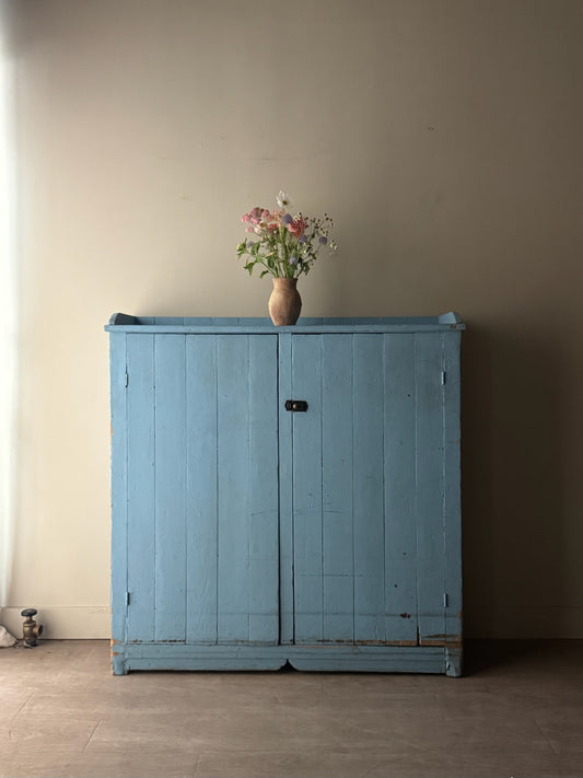 Blue painted pine cupboard