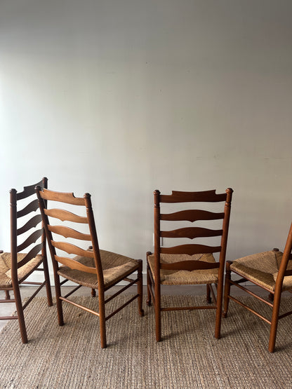 Set of 4 ladder back chairs. Sold as a set.