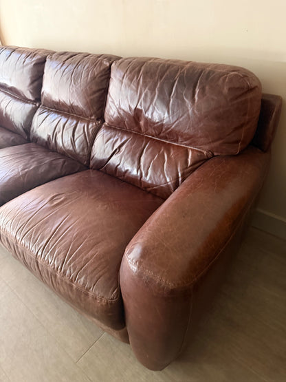 Italian brown leather sofa