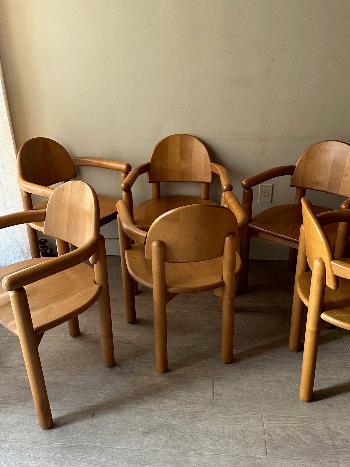 Rainer Daumiller beech dining chairs with arms. Sold induvidually.