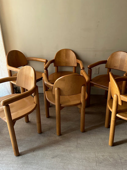 Rainer Daumiller beech dining chairs with arms. Sold induvidually.