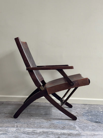 Angel Pazmino tooled leather folding lounge chair