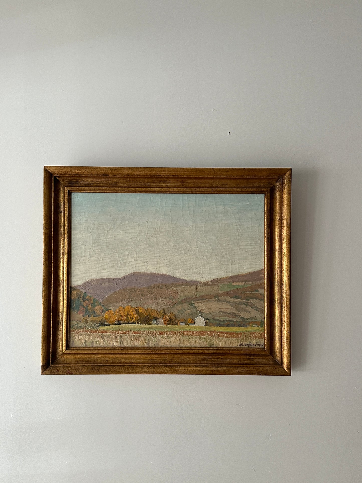 Landscape painting, signed Hopkins 1945