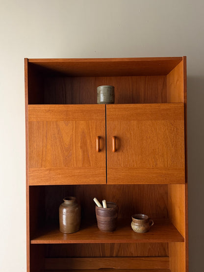 Danish teak two piece bookcase